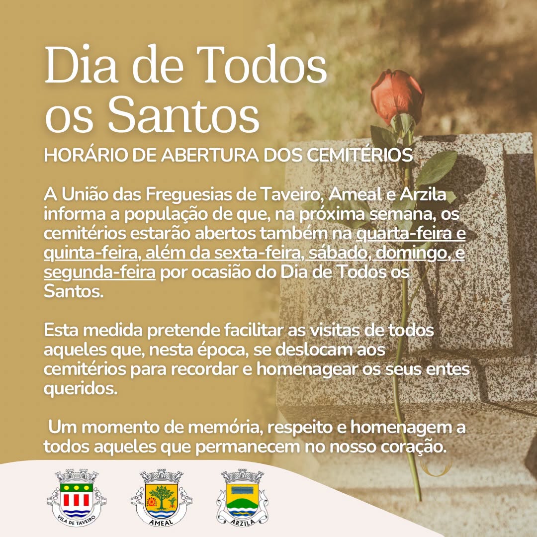 DIA DE TODOS OS SANTOS- HOR&Aacute;RIOS CEMIT&Eacute;RIOS